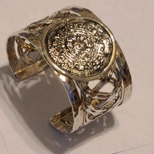 Aztec Calendar Silver Cuff